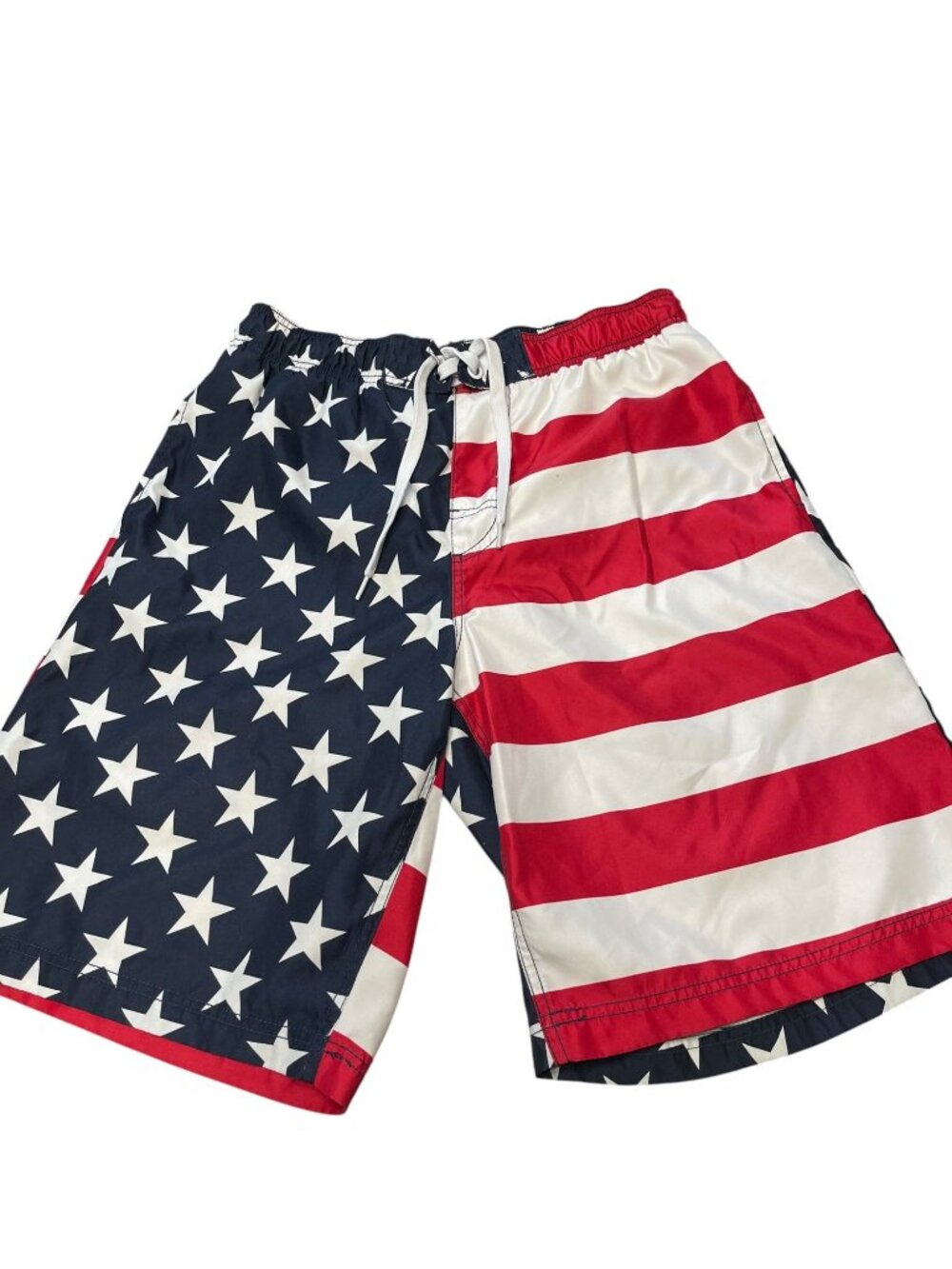 Faded Glory Mens American Flag Swim Trunks Medium 32-34 Stars & Stripes Polyeste